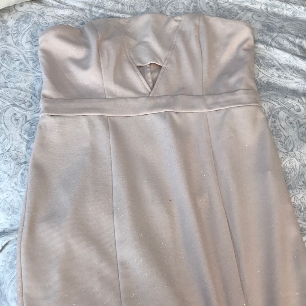 Strapless glitter body con dress